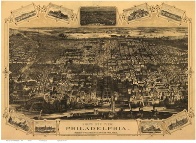 Bird's Eye View of Philadelphia PA, 1876