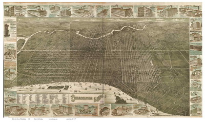 Bird's Eye View of Philadelphia PA, 1886