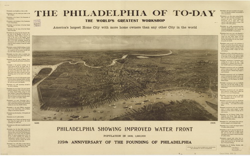 Bird's Eye View of Philadelphia PA, 1908