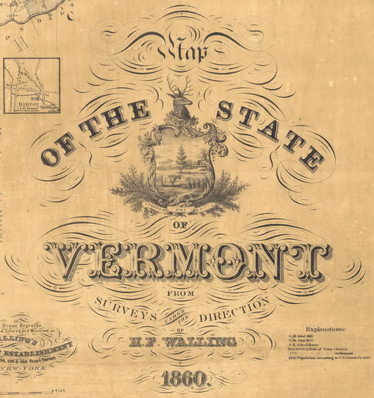 1860 Walling VT State Map