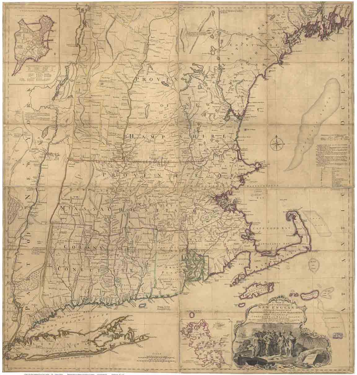 1776 Jefferys Map of New England - mini