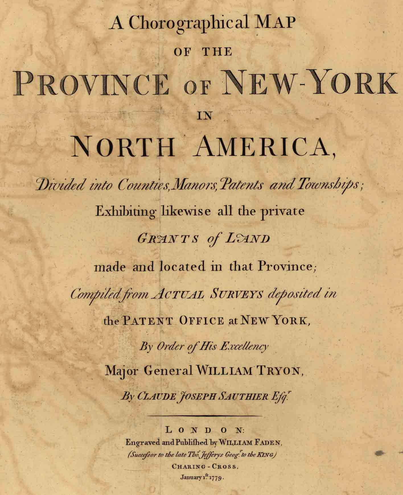 1779 Sauthier Map of Vermont detail